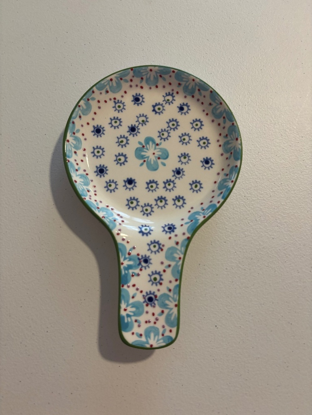 Signature Gypsy Ceramic Spoon Rest | Blue & White Folk Floral | EUC